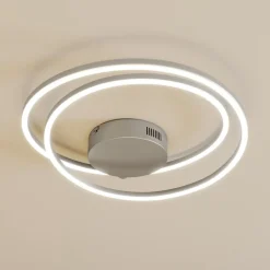 Lindby LED plafondlamp Davian, nikkelkleurig, 49 cm, dimbaar