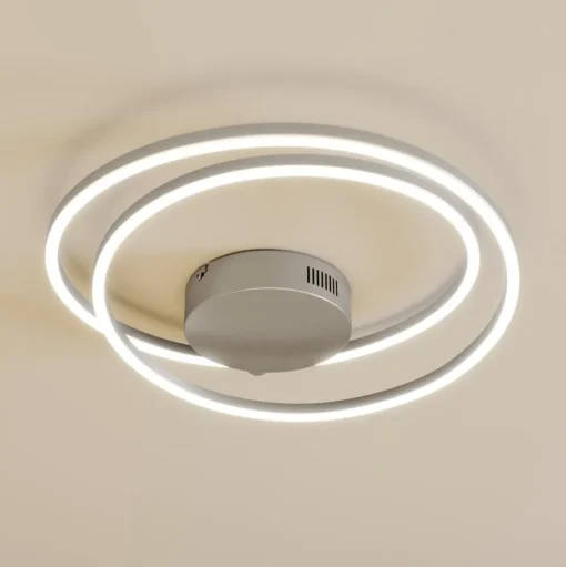 Lindby LED plafondlamp Davian, nikkelkleurig, 49 cm, dimbaar