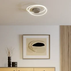Lindby LED plafondlamp Davian, nikkelkleurig, 49 cm, dimbaar