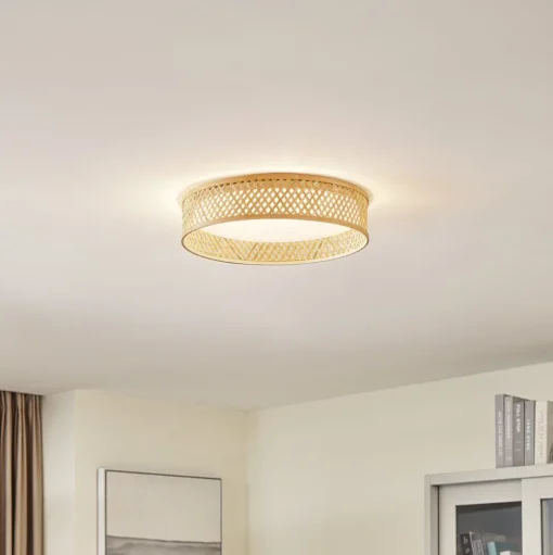 Lindby LED plafondlamp Eilif, bamboe, Ø 40 cm