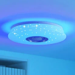 Lindby LED plafondlamp Elpida, luidspreker, wit, Ø 39cm