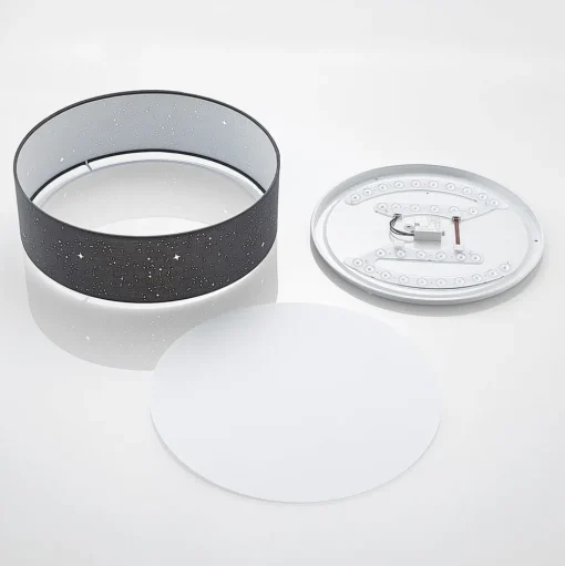 Lindby LED plafondlamp Ellamina, Ø 40 cm, donkergrijs, textiel