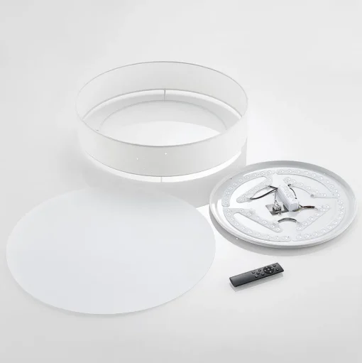 Lindby LED plafondlamp Ellamina, Ø 60 cm, wit, textiel