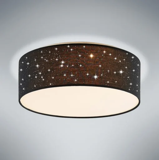 Lindby LED plafondlamp Ellamina, 40 cm, zwart, textiel