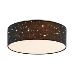 Lindby LED plafondlamp Ellamina, 40 cm, zwart, textiel