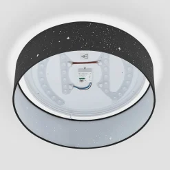 Lindby LED plafondlamp Ellamina, 40 cm, zwart, textiel
