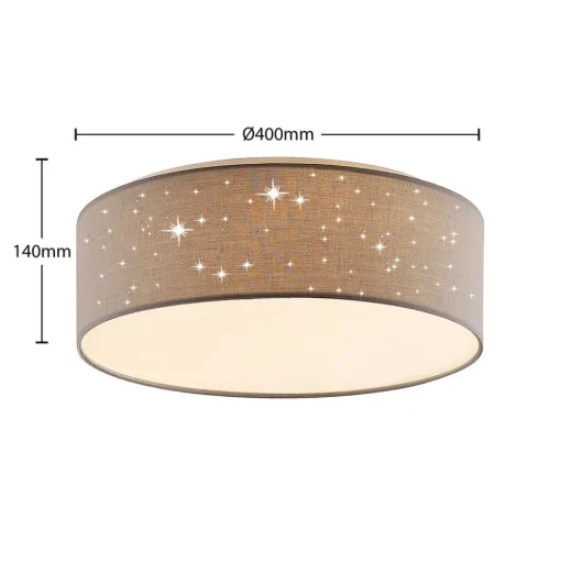 Lindby LED plafondlamp Ellamina, Ø 40 cm, lichtgrijs, textiel