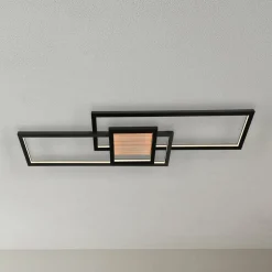 Lindby LED plafondlamp Emiljan, zwart, metaal, dimbaar