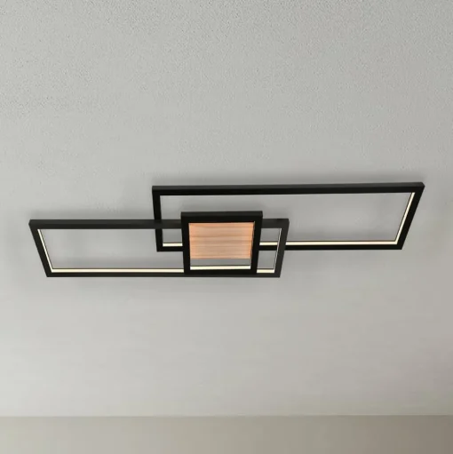 Lindby LED plafondlamp Emiljan, zwart, metaal, dimbaar