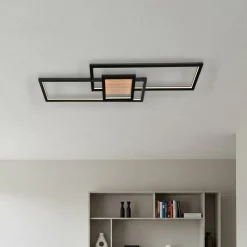 Lindby LED plafondlamp Emiljan, zwart, metaal, dimbaar
