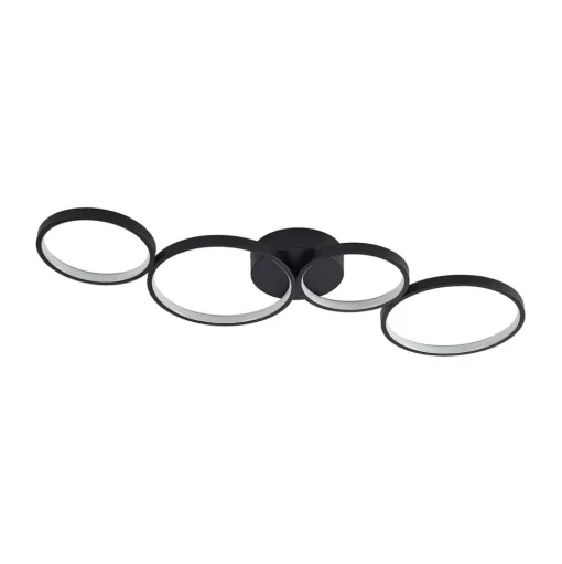 Lindby LED plafondlamp Evengeline, zwart, aluminium, 88 cm