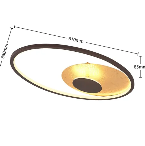 Lindby LED plafondlamp Feival, 61 cm, roest/goud, dimbaar