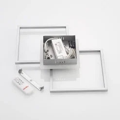 Lindby LED plafondlamp Fjardo, hoekig, zilver, CCT, afstandsbediening