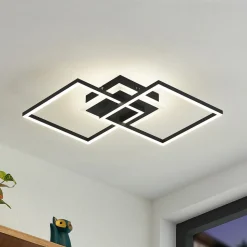 Lindby LED plafondlamp Fjardo, hoekig, zwart, CCT, afstandsbediening