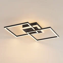 Lindby LED plafondlamp Fjardo, hoekig, zwart, CCT, afstandsbediening
