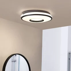 Lindby LED plafondlamp Furgo, zilver/wit, kunststof, IP44