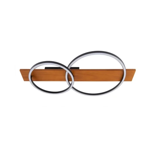 Lindby LED plafondlamp Galad, zwart, hout, 2-lamps, 75 cm