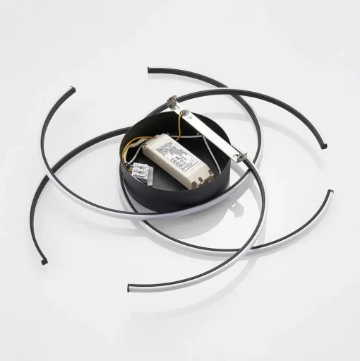 Lindby LED plafondlamp, Hamza, Ø 49 cm, zwart, aluminium