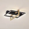 Lindby LED plafondlamp Holamu, 46cm, zwart, hout, metaal