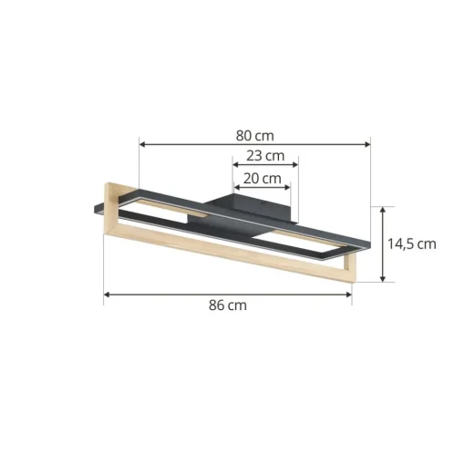 Lindby LED plafondlamp Holamu, 80 cm, hout