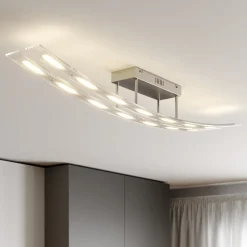 Lindby LED plafondlamp Jarda, glas, 134 cm lang, dimbaar