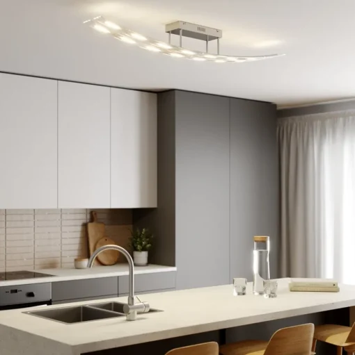 Lindby LED plafondlamp Jarda, glas, 134 cm lang, dimbaar