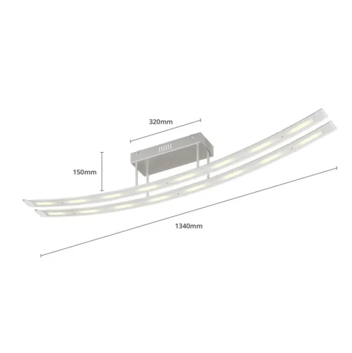 Lindby LED plafondlamp Jarda, glas, 134 cm lang, dimbaar