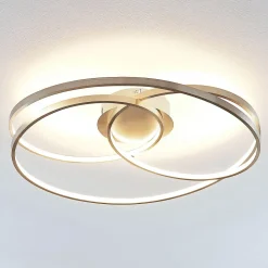 Lindby LED plafondlamp Joline, Ø 60 cm, nikkelkleurig, metaal