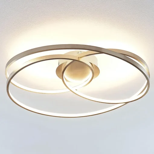 Lindby LED plafondlamp Joline, Ø 60 cm, nikkelkleurig, metaal