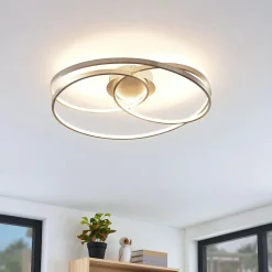 Lindby LED plafondlamp Joline, Ø 60 cm, nikkelkleurig, metaal