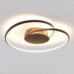 Lindby LED plafondlamp Joline, Ø 45 cm, roestbruin, metaal