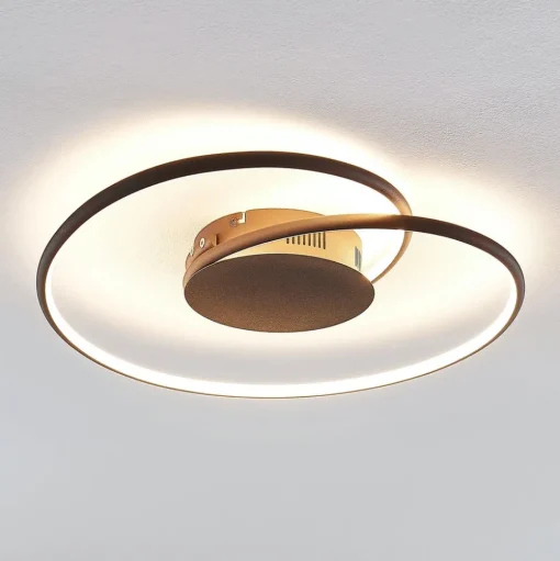 Lindby LED plafondlamp Joline, Ø 45 cm, roestbruin, metaal