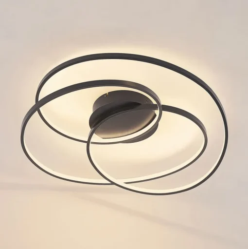Lindby LED plafondlamp Kateryna, zwart, Ø 60 cm, dimbaar