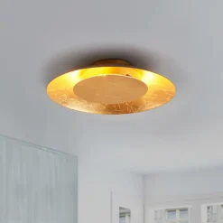 Lindby LED plafondlamp Keti, Ø 35 cm, goud, rond, metaal