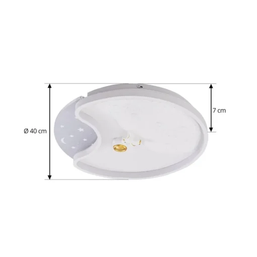 Lindby LED plafondlamp Kosmo, 40 cm, wit, metaal, maan