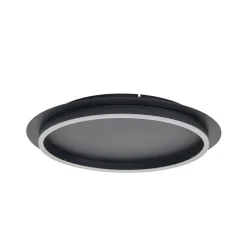 Lindby LED plafondlamp Kunis, zwart, kunststof, Ø 46 cm