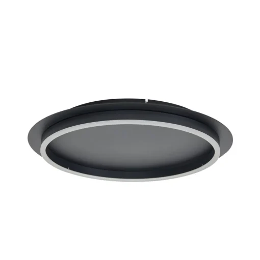 Lindby LED plafondlamp Kunis, zwart, kunststof, Ø 46 cm