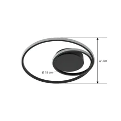 Lindby LED plafondlamp Kyron, zwart, aluminium, dimbaar, Ø45cm