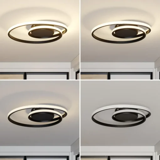 Lindby LED plafondlamp Kyron, zwart, aluminium, dimbaar, Ø45cm