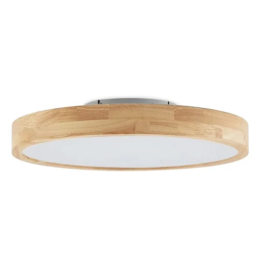 Lindby LED plafondlamp Lanira, Ø 50 cm, hout, afstandsbediening, CCT