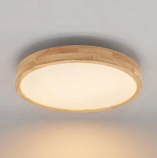 Lindby LED plafondlamp Lanira, Ø 50 cm, hout, afstandsbediening, CCT