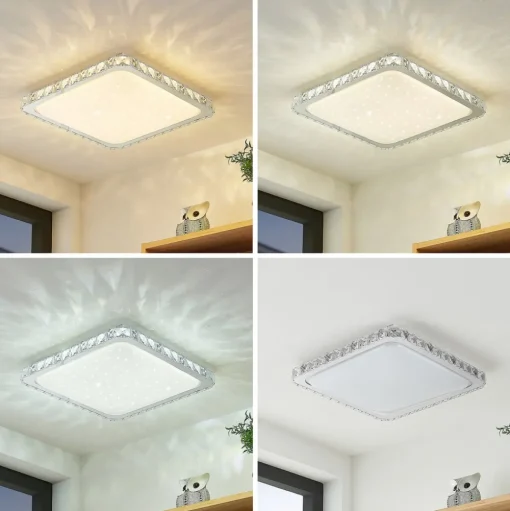 Lindby LED plafondlamp Lorand, kristallen, CCT, afstandsbediening