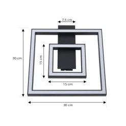 Lindby LED plafondlamp Madamo, zwart, 30 cm, 3000K, aluminium