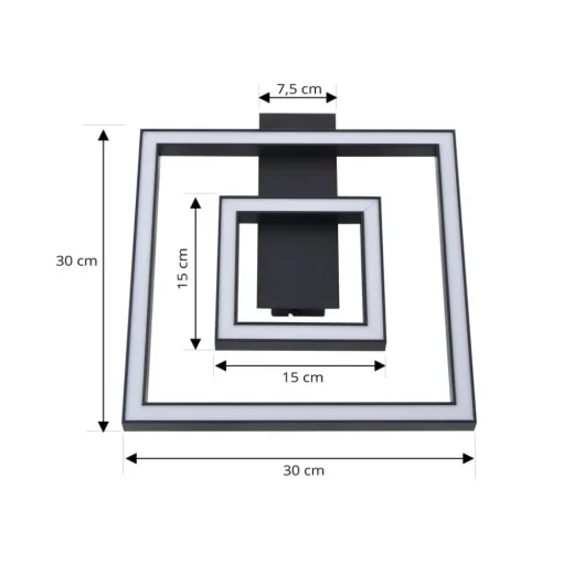 Lindby LED plafondlamp Madamo, zwart, 30 cm, 3000K, aluminium
