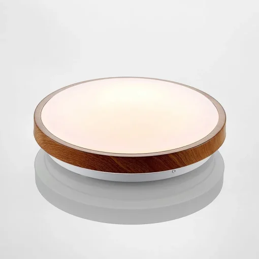 Lindby LED plafondlamp Mendosa, rond, licht hout, Ø 29cm