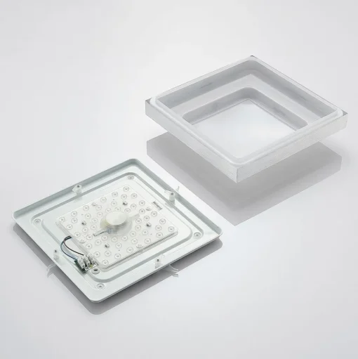 Lindby LED plafondlamp Mirco, 32 cm, hoekig, aluminium