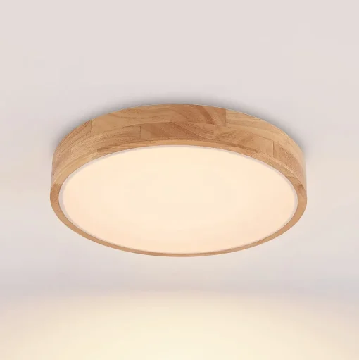 Lindby LED plafondlamp Milada, eiken, CCT, afstandsbediening