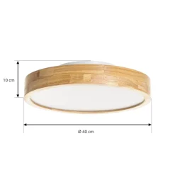 Lindby LED plafondlamp Milada, eiken, CCT, afstandsbediening