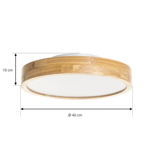 Lindby LED plafondlamp Milada, eiken, CCT, afstandsbediening