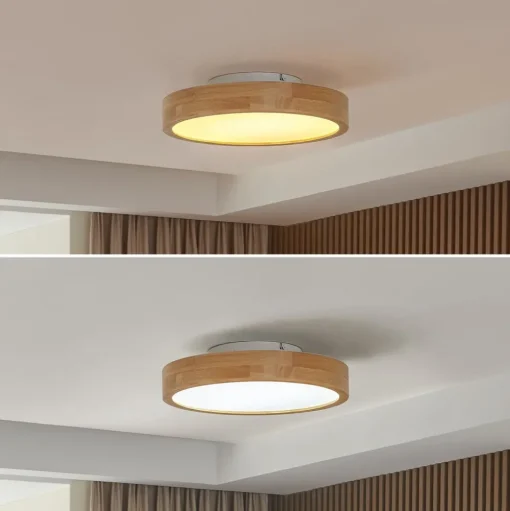 Lindby LED plafondlamp Milada, eiken, CCT, afstandsbediening
